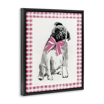  Pug with Plaid Border Canvas Wall Art by Carol Robinson