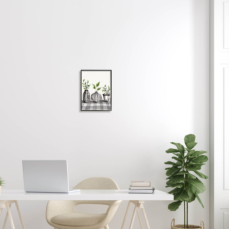 «Pots Herbs» par Kate Eldridge, Giclée encadrée noir minuit, H 14 po x l 11 po x P 1,5 po