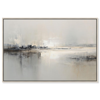 Misty Horizon Canvas Print Neutral Wall Decor by Art Remedy, Silver Frame, 30 x 20