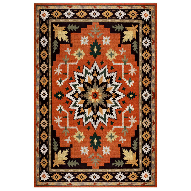 Madeline Collection Digital Print Cotton-Polyester Orange Brown Beige Moroccan Rug, Runner 2'8" x 10'6"