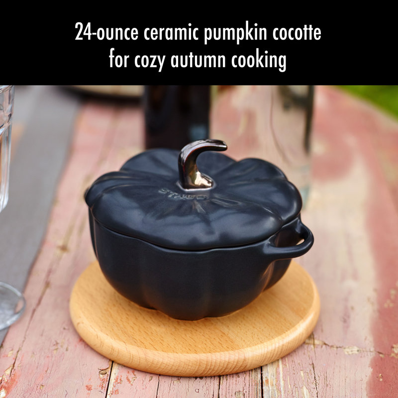 Staub Ceramic 24-oz Pumpkin Cocotte, Black Matte