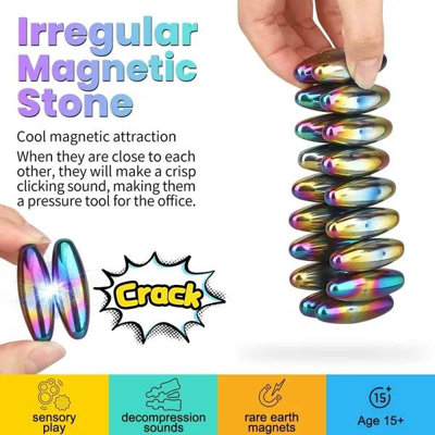 Œufs magnétiques Hochet pour adultes, hochets pour réfrigérateur, roches ovales pour réfrigérateur, petit gadget, jouet de bureau pour mastic en ferrite (20 pièces)