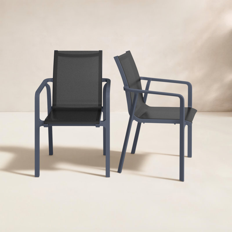 Chaise d'appoint empilable pour patio Farrah, Gris foncé / Noir