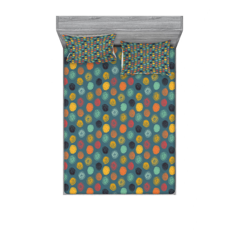 Microfiber Geometric Sheet Set, Queen Sheet Set with Fitted Sheet