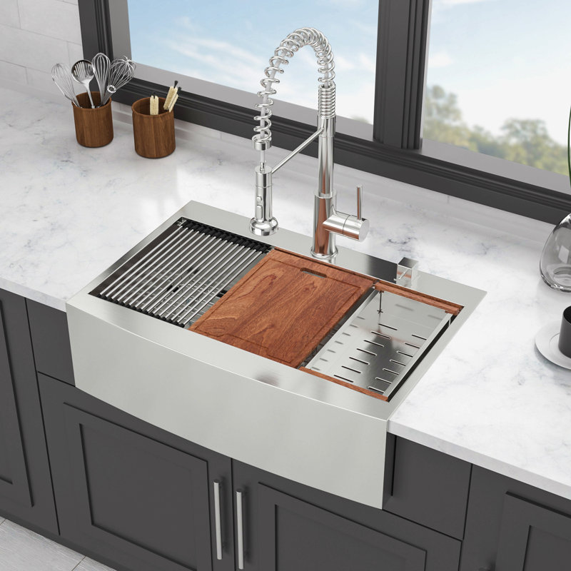36 Drop In Farmhouse Sink Workstation - 36*22*10 Inch Kitchen Sink Stainless Steel 16 Gauge Topmount Apron Front Kitchen Sink