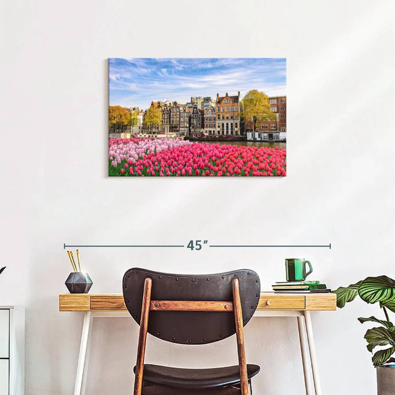 Tulipes du canal Sirci à Amsterdam, H 20 po x l 30 po