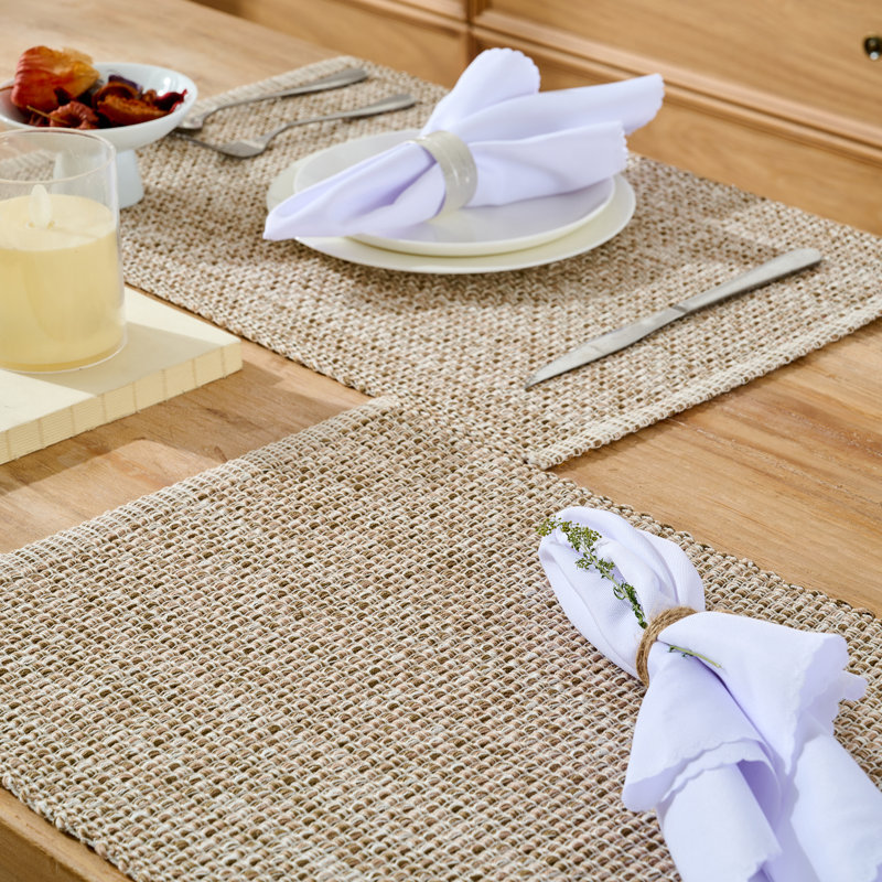 Ensemble de 4 napperons tissés deux tons 13 x 19 100% coton, Coquille d'oeuf