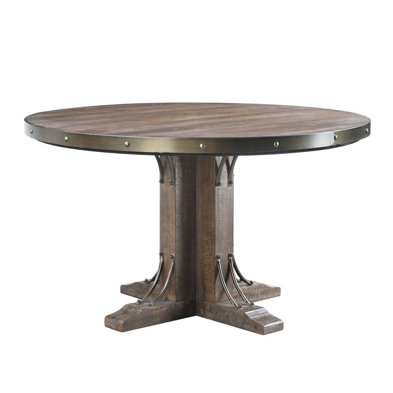 54" Raphaela Round Round Dining Table, Weathered Cherry Finish