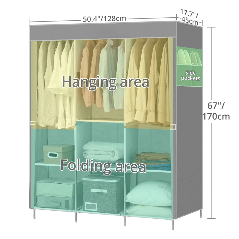 Armoire-penderie portative Rickart, Gris