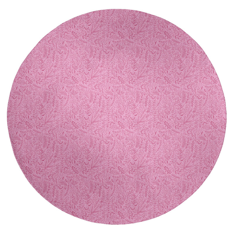 Tapis de zone rose floral ditsy, Rond 5 pi