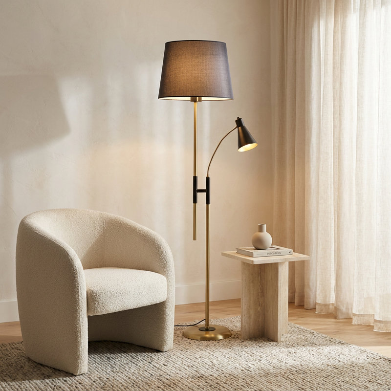 Meridian Black Drum Shade Floor Lamp