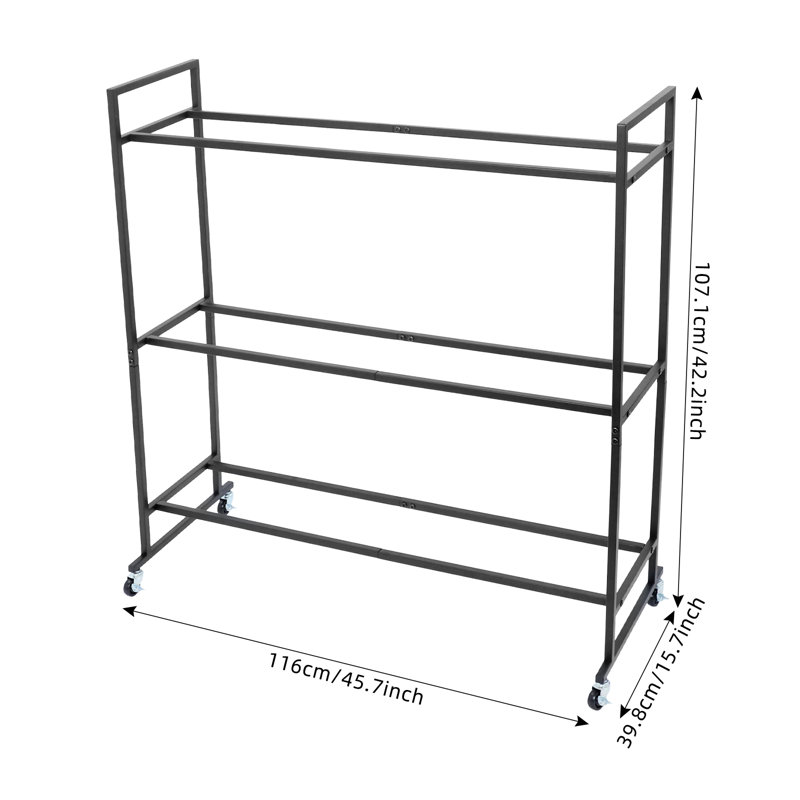 Support à ballons de remise en forme 45,7 x 15,7 x 42,2 po avec roulettes