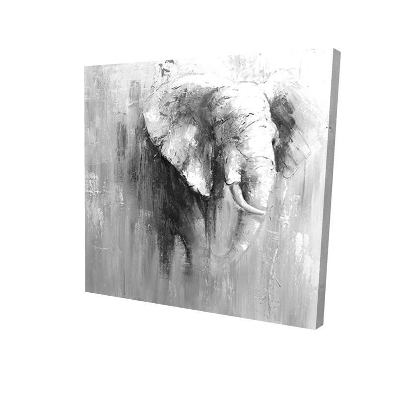 Toile abstraite éléphant en niveaux de gris | Décoration de chambre à coucher