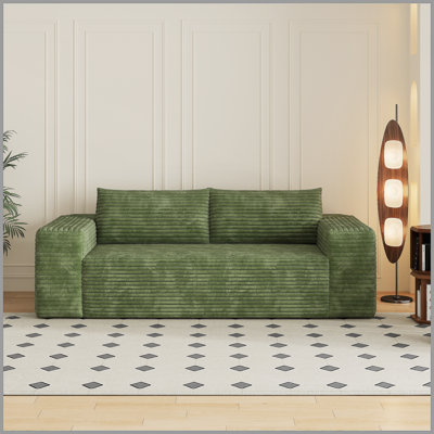 78.8" 3Setaser Sofa,Corduroy Fabric,Deep Seat Couches,Comfy Loveseat Sofa,No Assembly,1pcs for Living room, Bedroom,Conference room ,Apartment,Green