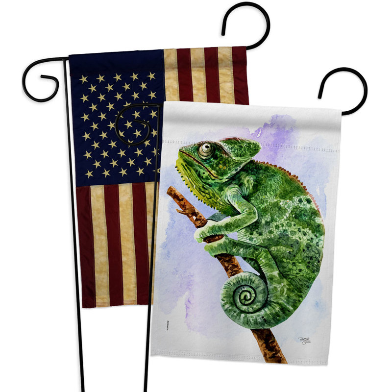 Drapeau de jardin caméléon en polyester 18 po x 13 po
