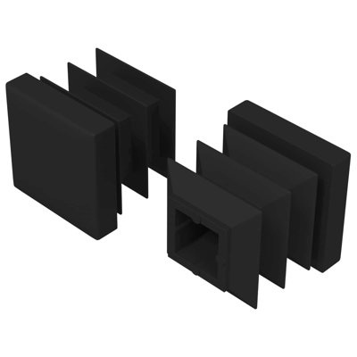 Vidaxl End Caps Black PP Hardware Tube Covers Furniture Accessories Square