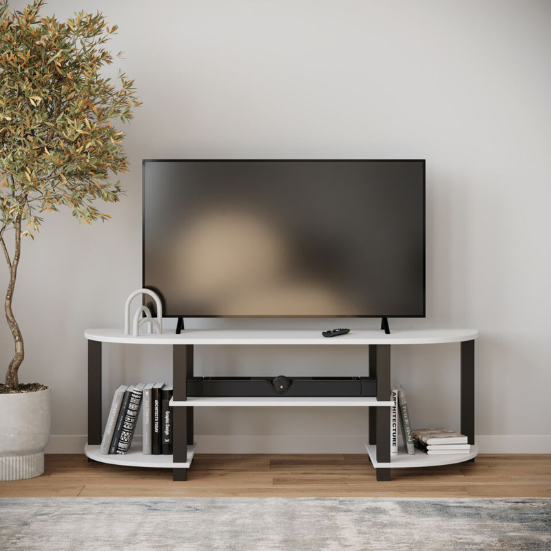Sireli Unfinished TV Stand for TVs up to 55", White/Black