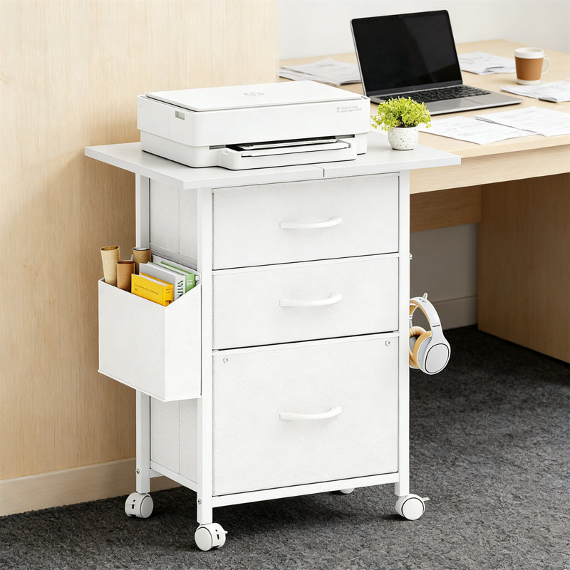 Filing Cabinet With 3 Fabric Drawers