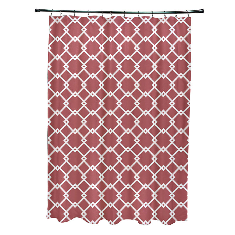 Rideau de douche simple géométrique Pandro, Corail