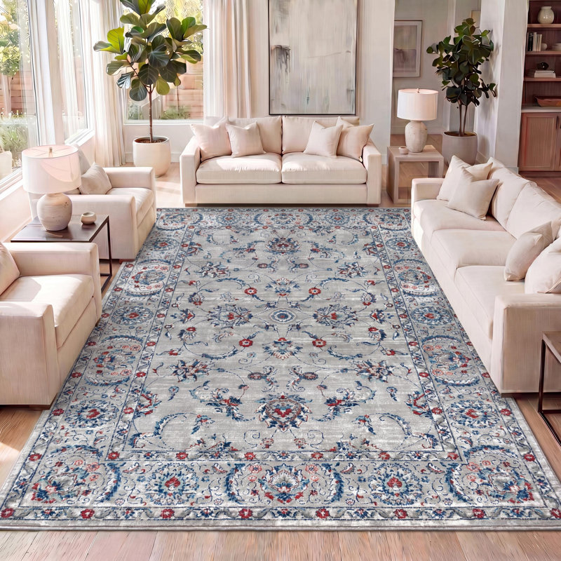 Tapis gris clair / rouge Lazo Modern, Rectangle 3 pi x 5 pi