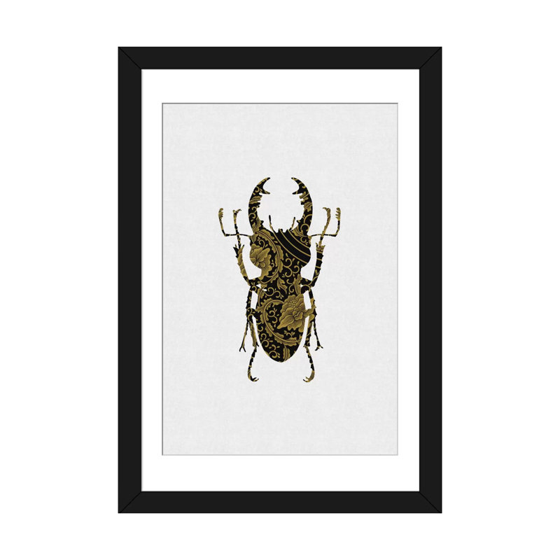 «Beetle III», impression sur toile, H 24 po x l 16 po x P 1 po, Papier d'art encadré noir, Blanc