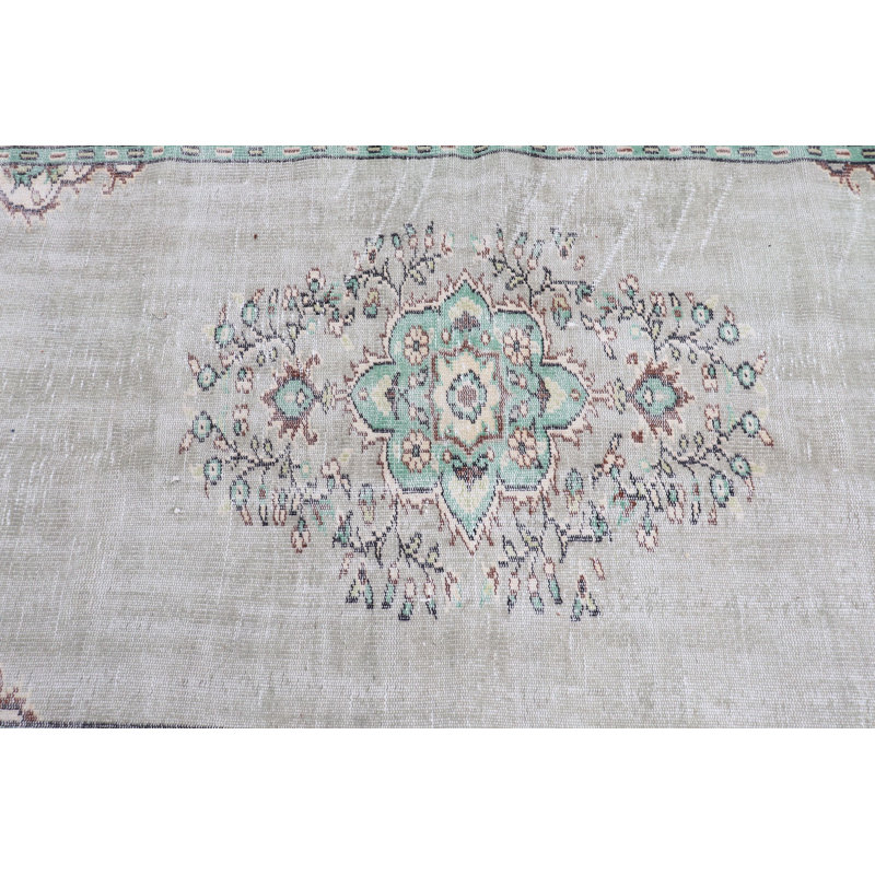 Tapis turc rétro vert pour le bureau personnel - Tapis de chambre tribal d'intérieur