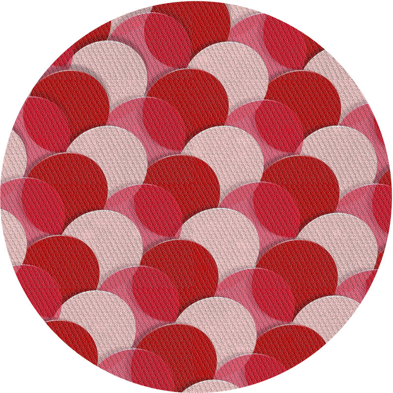 Tapis rouge à motif géométrique Kohan, Rond 4 pi