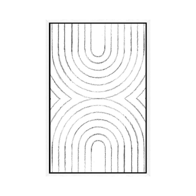 Abstract Line Art by Whales Way - Painting on Canvas, 101.6cm H x 66.04cm W x 3.81cm D, White Framed