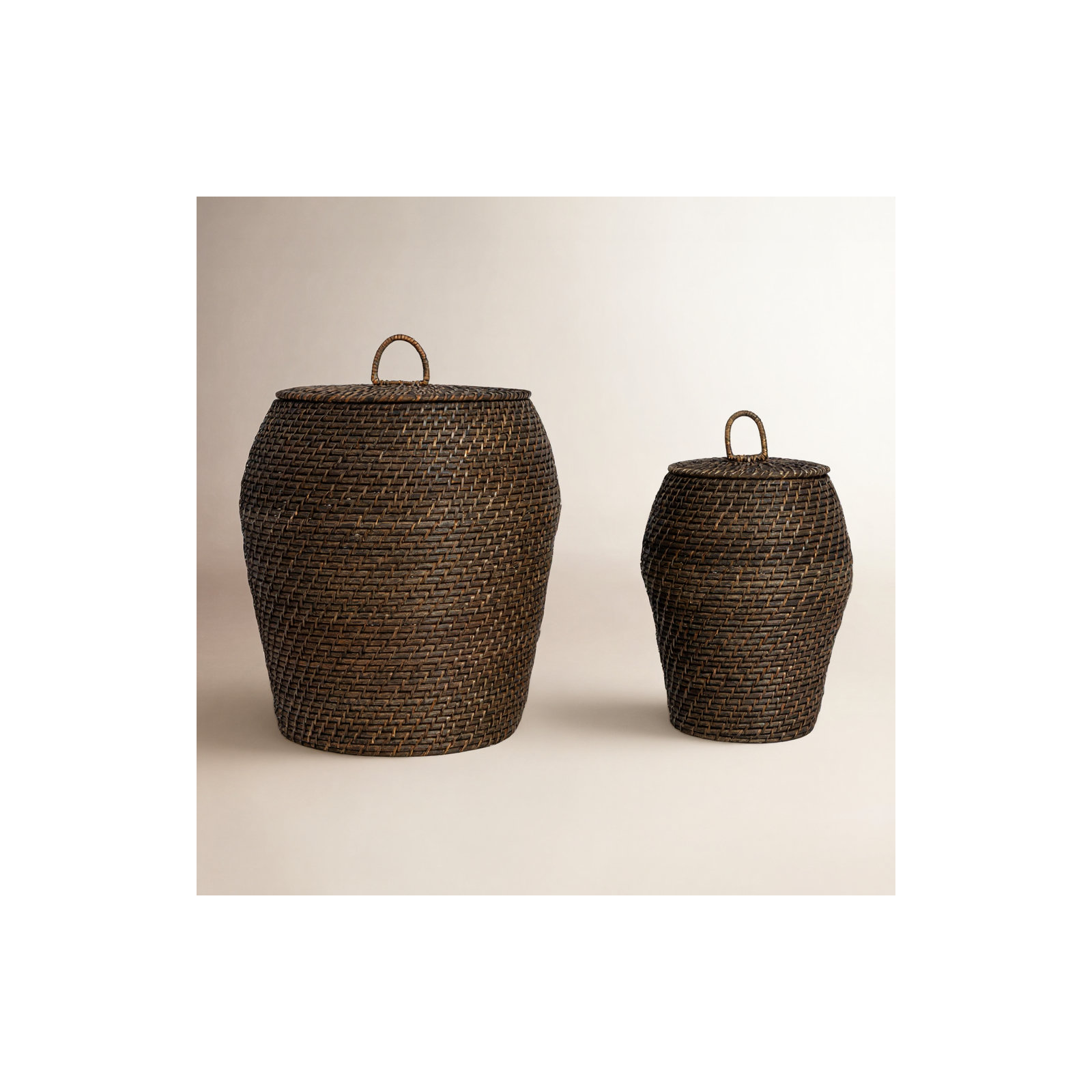 Coastal Rattan Decorative Basket, Black