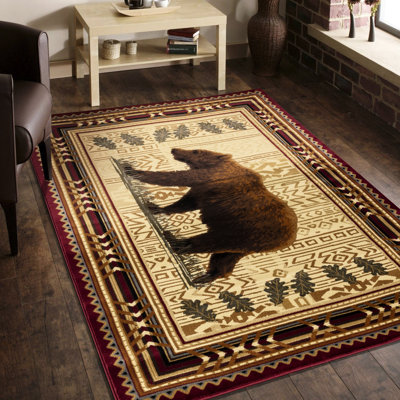 Tapis rouge en polypropylène de style chalet, 2 pi 7 po X 3 po, teinté, pour recouvrir l'élégance de la maison,