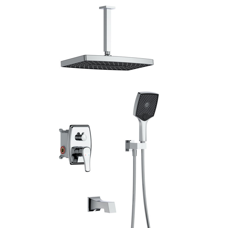 Ensemble de robinet de douche mural Cantle avec pomme de douche à grande pression en acier inoxydable de grande taille Chrome
