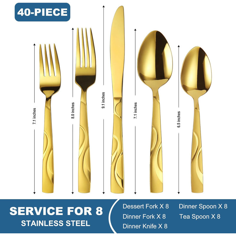 Gold And Silver Tableware Set