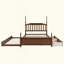 Structure de lit plateforme avec lit gigogne simple TG et 2 tiroirs de rangement, lit en bois classique avec tête de lit à broche-1655328452