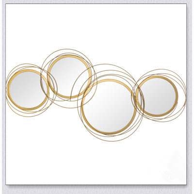 Miroir moderne en métal avec cercles dorés pour le salon et la chambre à coucher, durable et élégant