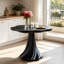 Table de salle à manger ronde moderne de 94 cm (37 po) avec plateau en forme de pétale, en fibre de verre, sur pied central, pour 2 à 4 personnes. Parfait pour un coin repas, une salle à manger, une cuisine ou un appartement.