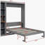 Lit double mural avec bibliothèque, gris-121070053-121070056
