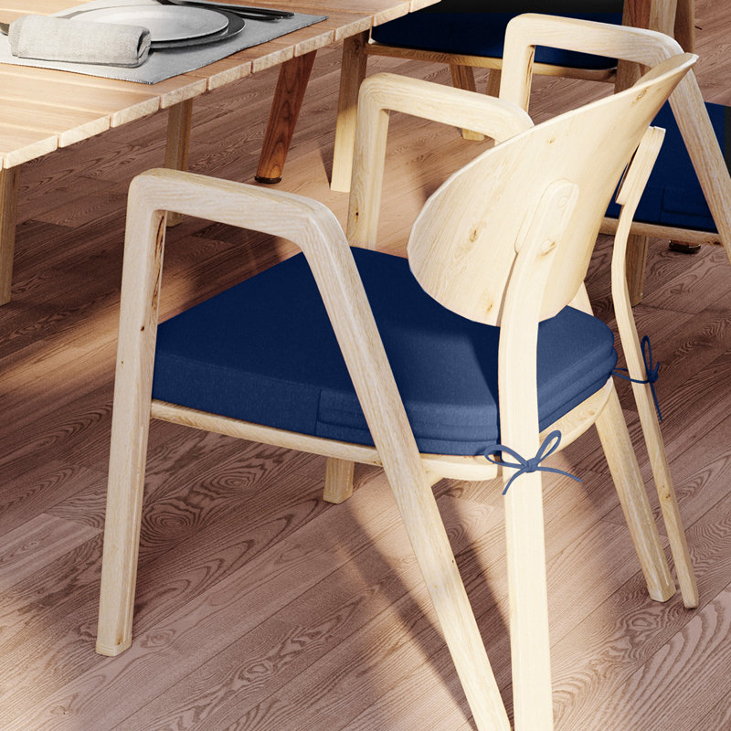 17" x 16" x 2" Indoor D-shaped Kitchen Dining Chair Seat Cushion, Blue, 2