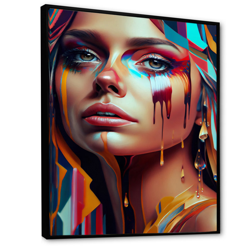 «Vibrant Creative Woman Portrait IV», impression sur toile, H 32 po x l 24 po x P 1 po, Toile avec cadre flottant noir