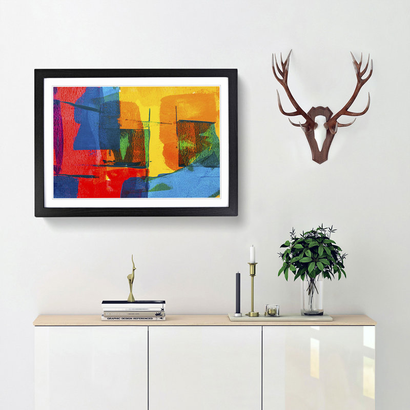 Abstract Art Painting Vol.42 by S.Johnson - Framed Print, 27cm H x 36cm W x 2cm D, Black Framed