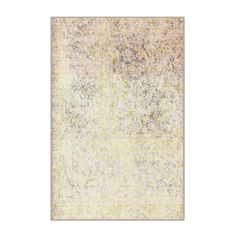 Tapis beige traditionnel/rose pâle Wylo, Rectangle 2 pi x 5 pi