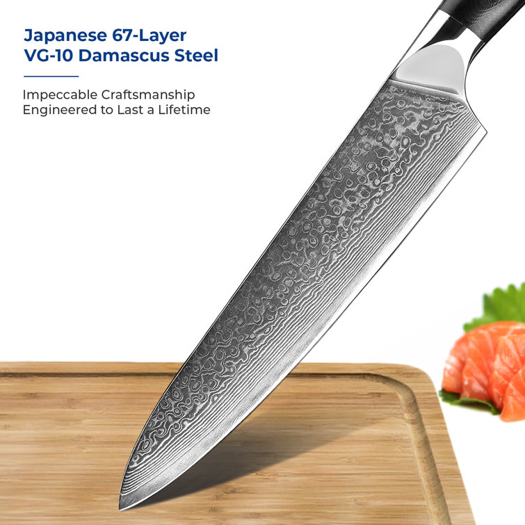  Yatoshi Magnetic Kitchen Knife Block Set 6 Pcs - Japanese 67  Layer High-Grade VG-10 Damascus Steel Knives, Sharp, G10 Handle  Professional Kitchen Knife Set: Home & Kitchen