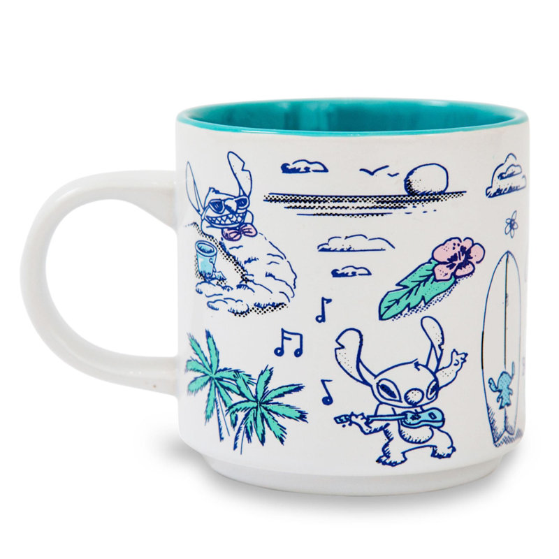 Tasse empilable en céramique à motif d'illustrations descendantes Disney Lilo & Stitch de Hawaii | Peut contenir 13 onces