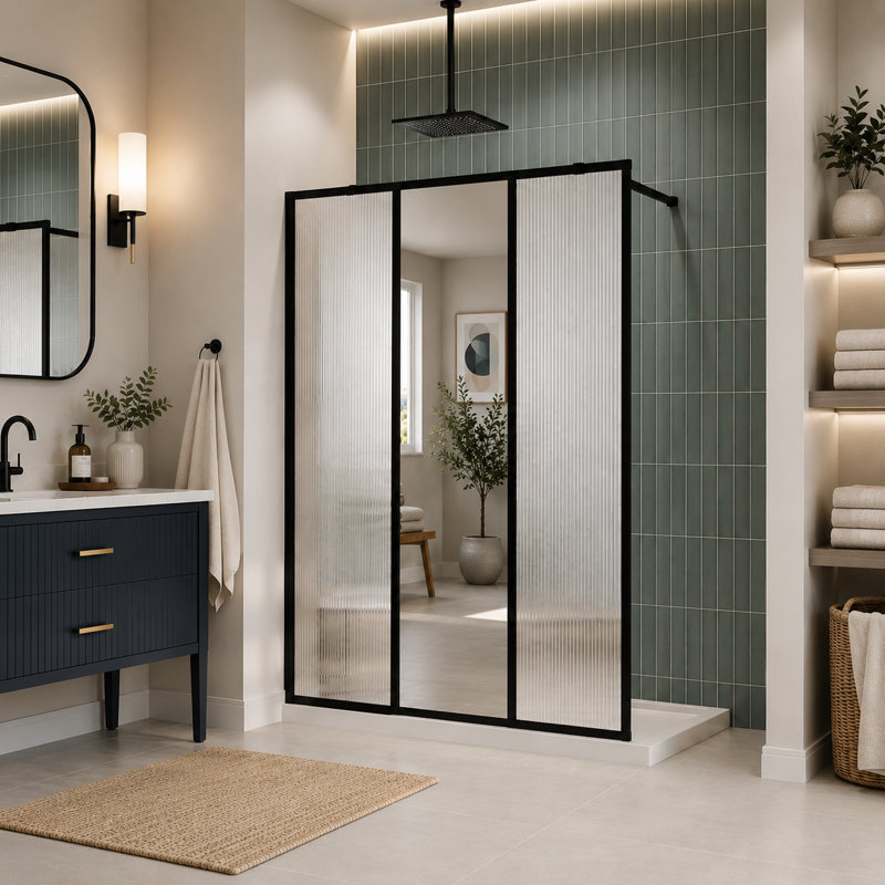 Panneau de douche fixe simple l 46 po x H 72 po avec verre trempé de 1/5 po (5 mm), L 46 po x H 72 po