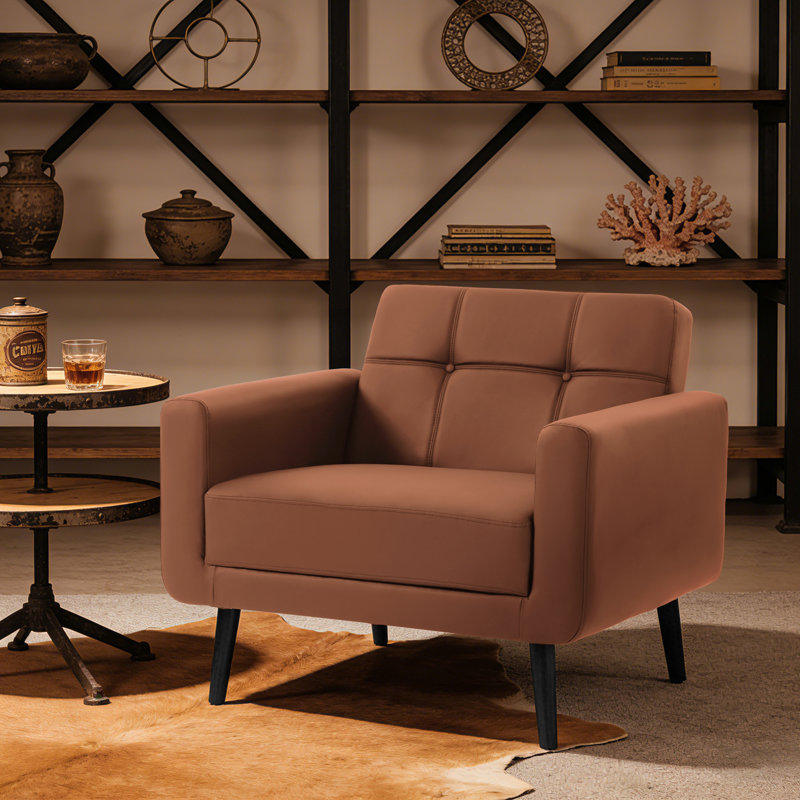 Fauteuil d'appoint rembourré surdimensionné de 38 po de large au design moderne en similicuir, Brun