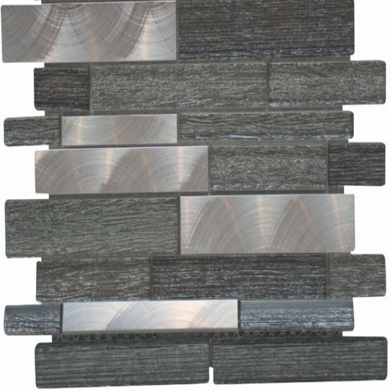 Cosmos Brick Glass Mosaic Tile, Silver