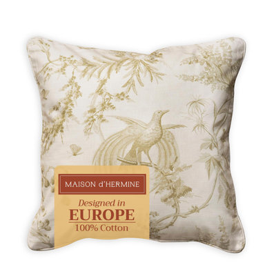 Maison d'Hermine  Hokuzai - Beige 100% Cotton Decorative Pillow cover - 12" x 20" - Pack of 1