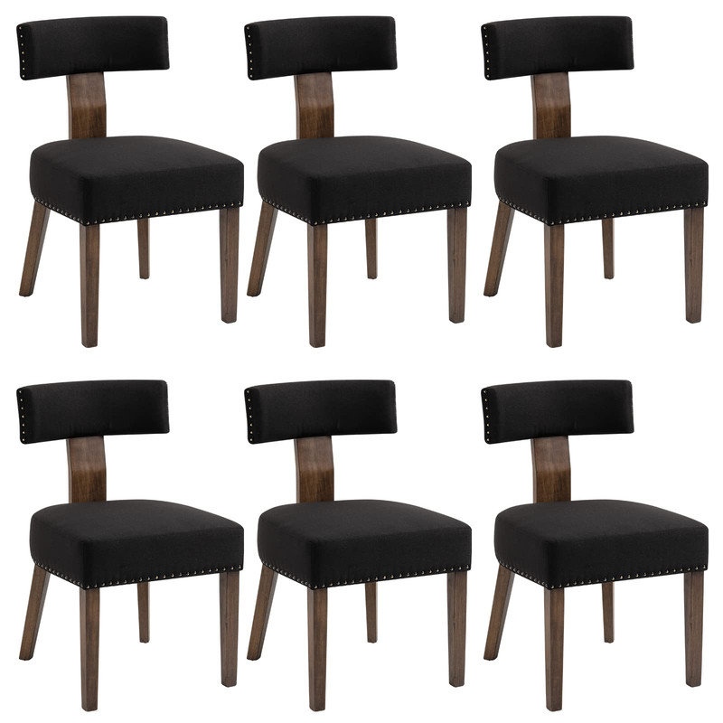 19.88'' H Fabric Upholstered Side Chair, Black, 6