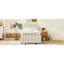 Lit plateforme tapissier simple en lin beige avec lit gigogne et design fonctionnel et 3 tiroirs