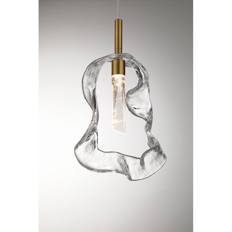 Luminaire suspendu, 13 po, or, verre transparent, Clear
