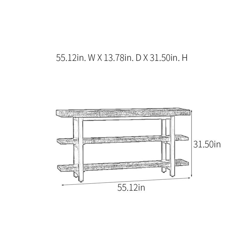 Retro Minimalist Console Table, 31.5" H x 55.12" W x 13.78" D